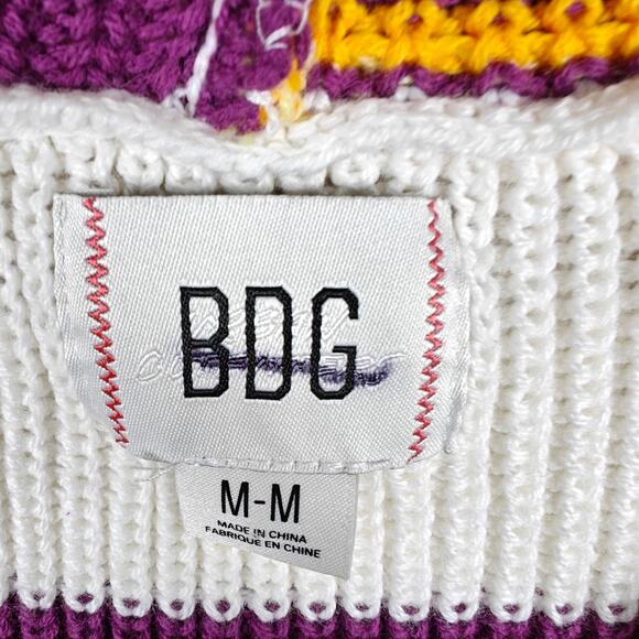 BDG Striped Knit Cropped Sweater Vest Hoodie Multicolor Size M NEW - Picture 6 of 9